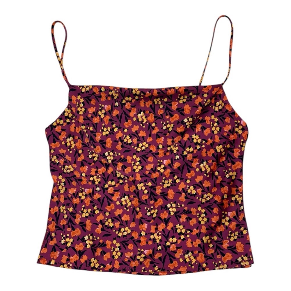 Zara Satin Floral Cropped Cami Womens - Size XS